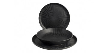 Novedades - VAJILLA 18 PZAS STONEWARE VENERE NEGRA