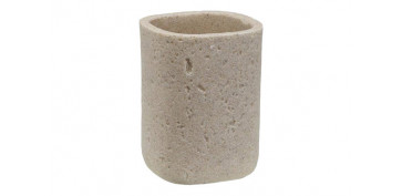 VASO PORTACEPILLOS CORA 8 X 8 X 10,5 CM - BEIGE